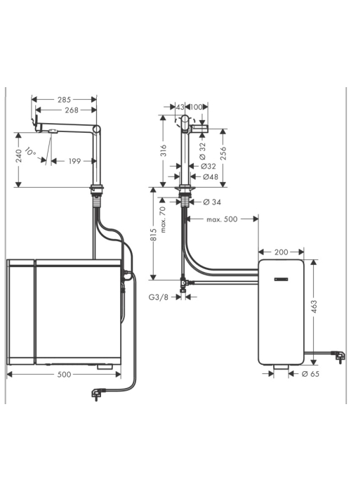 Змішувач кухонний Hansgrohe Aqittura M91 SodaSystem 240 1jet кухонний сет (76810000) Chrome