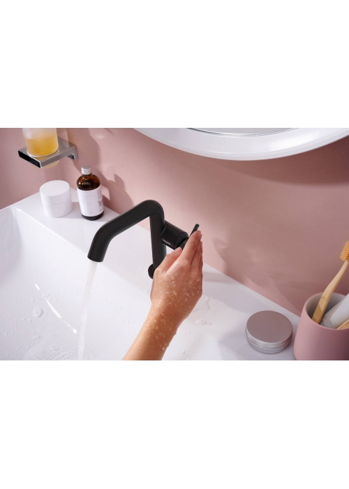 Смеситель Hansgrohe Tecturis S 110 Fine CoolStart для умывальника с донным клапаном pop-up, Matt Black (73323670)