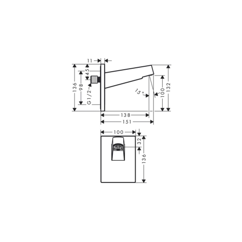 Кронштейн для верхнього душу Hansgrohe Pulsify 260, Brushed Bronze (24149140)