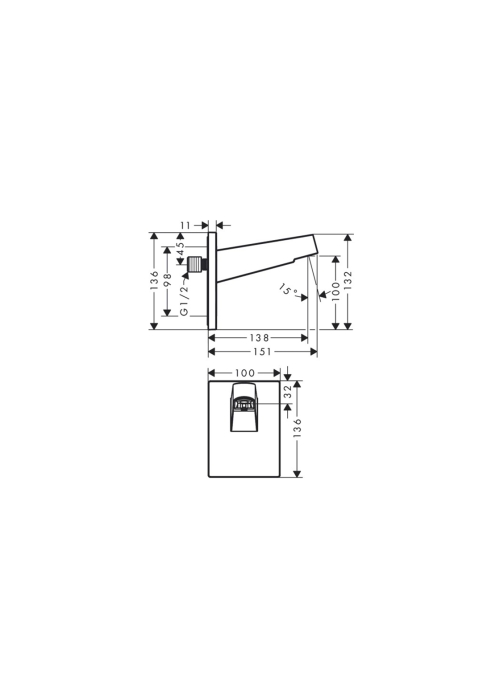 Кронштейн для верхнього душу Hansgrohe Pulsify 260, Brushed Bronze (24149140)