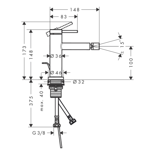 Змішувач Hansgrohe Tecturis S для біде, Chrome (73201000)