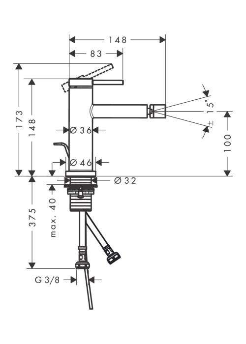 Змішувач Hansgrohe Tecturis S для біде, Chrome (73201000)