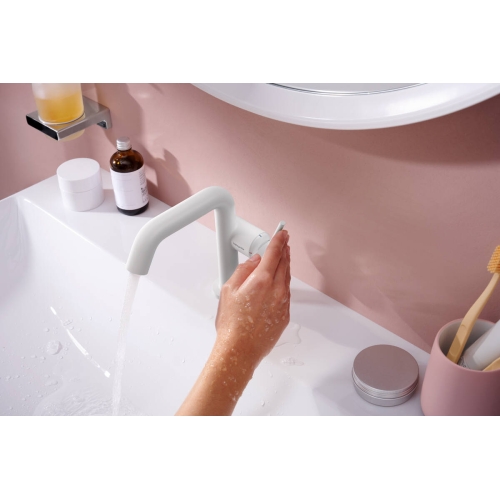 Змішувач Hansgrohe Tecturis S 110 Fine CoolStart для умивальника з донним клапаном pop-up, Matt White (73323700)