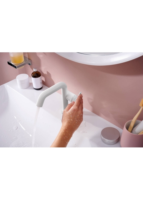 Смеситель Hansgrohe Tecturis S 110 Fine CoolStart для умывальника с донным клапаном pop-up, Matt White (73323700)