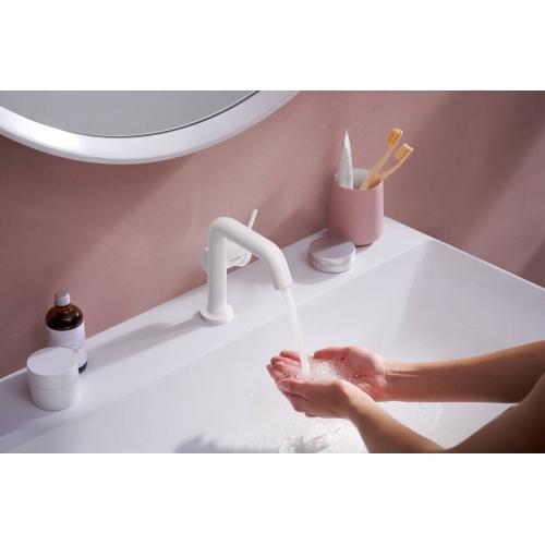 Змішувач Hansgrohe Tecturis S 110 Fine CoolStart для умивальника з донним клапаном pop-up, Matt White (73323700)