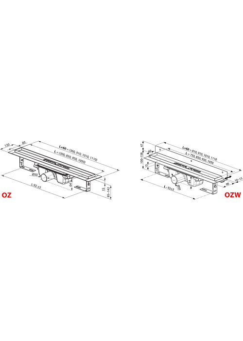 Душовий канал OZW 10 850 - нержавіюча сталь