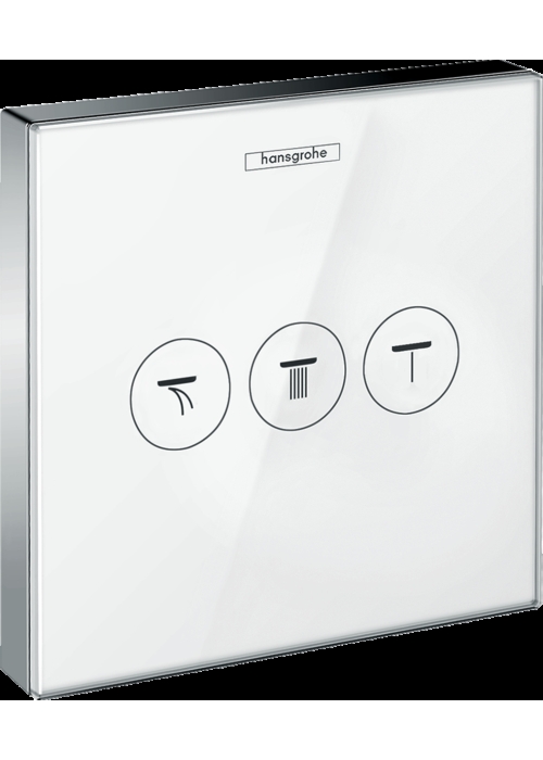 Переключатель Hansgrohe ShowerSelect Glass на 3 клавиши, цвет белый/хром 15736400