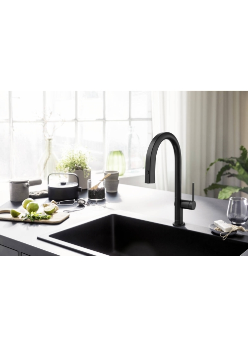 Смеситель кухонный Hansgrohe Aqittura M91 FilterSystem 210 1jet pull-out кухонный Matt Black 76803670