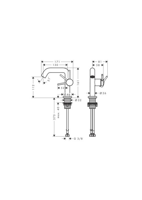 Змішувач Hansgrohe Tecturis S 110 Fine CoolStart для умивальника, Brushed Bronze (73320140)