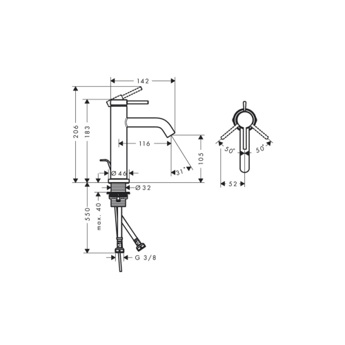 Змішувач Hansgrohe Tecturis S 110 для умивальника, Chrome (73310000)