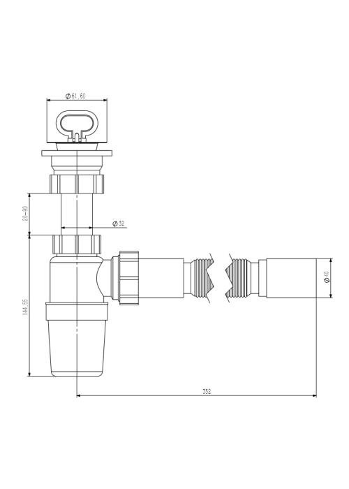 Сифон для умывальника с гибким соединением Koller Pool d40 1049680149