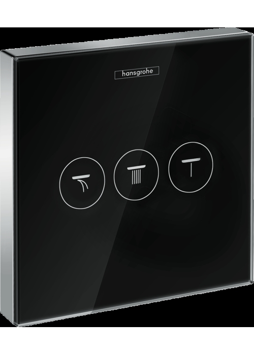 Переключатель Hansgrohe ShowerSelect Glass на 3 клавиши, черный/хром 15736600