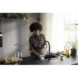 Смеситель кухонный Hansgrohe Aqittura M91 FilterSystem 210 1jet pull-out кухонный сет з Harmony Matt Black 76801670