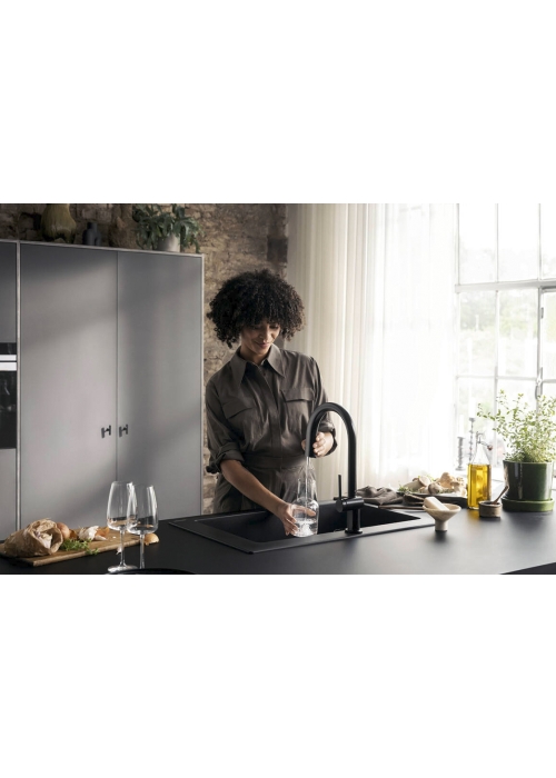 Смеситель кухонный Hansgrohe Aqittura M91 FilterSystem 210 1jet pull-out кухонный сет з Harmony Matt Black 76801670