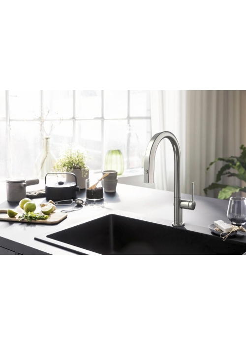 Змішувач кухонний Hansgrohe Aqittura M91 FilterSystem 210 1jet pull-out кухонний (76803800) Stainless Steel Finish