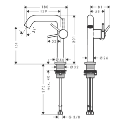 Смеситель Hansgrohe Tecturis S 150 Fine CoolStart для умывальника, Brushed Bronze (73340140)