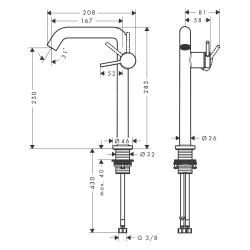 Смеситель Hansgrohe Tecturis S 240 Fine CoolStart для умывальника, Brushed Bronze (73370140)