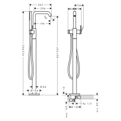 Змішувач Hansgrohe Tecturis S для ванни підлоговий, Brushed Bronze (73440140)