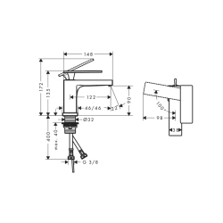 Смеситель Hansgrohe Tecturis E 80 CoolStart для умывальника без донного клапана, Brushed Bronze (73001140)