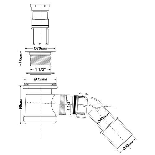 Сифон для піддона McALPINE HC26-CP