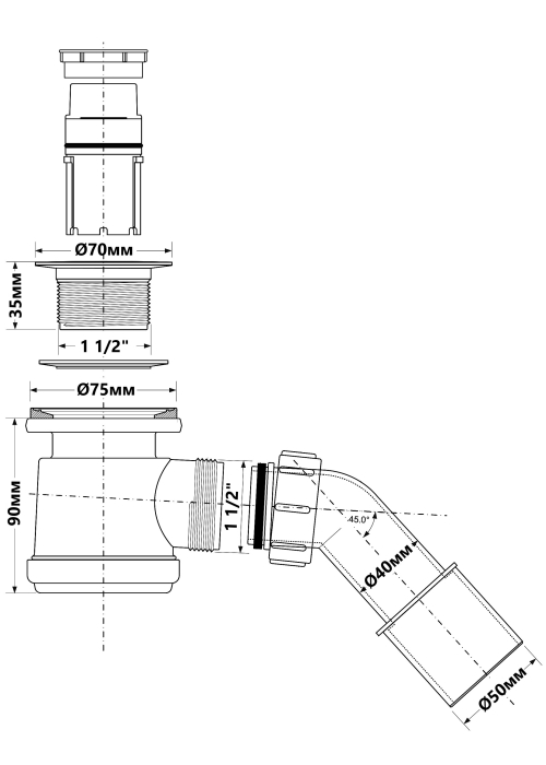 Сифон для піддона McALPINE HC26-CP