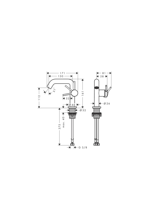 Змішувач Hansgrohe Tecturis S 110 Fine CoolStart для умивальника, Matt Black (73320670)