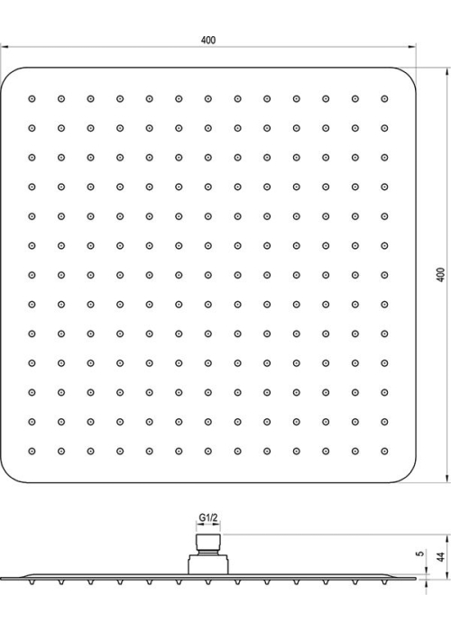  Верхний душ Ravak Chrome Slim, квадратный 400 мм X07P666