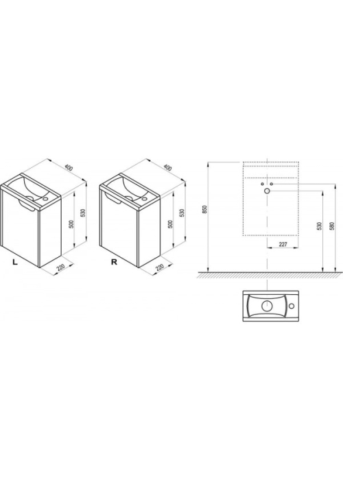  Тумба под раковину Ravak SD-400 Classic II L NEW, Белый/Белый X000001484