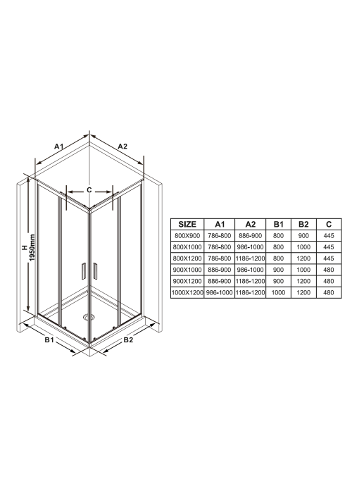 Душова кабіна RavakBlix Slim BLSRV2-80  Чорний TRANSPARENT X1LM40300Z1