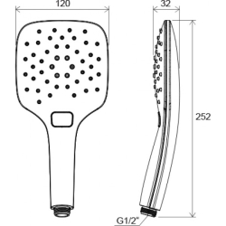  Лейка ручного душа Ravak 958.20, 3 функции, 120 мм, черный X07P569