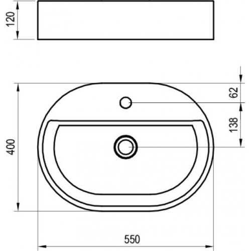 Умивальник Керамічний  Ravak 550 О Slim Shelf Білий XJX01155003