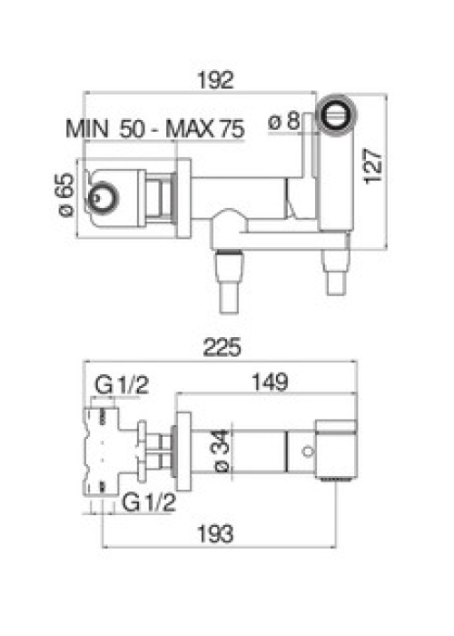 Комплект гігієнічного душу NOBILI Sanitary Fittings Chrome (AV00600CR)