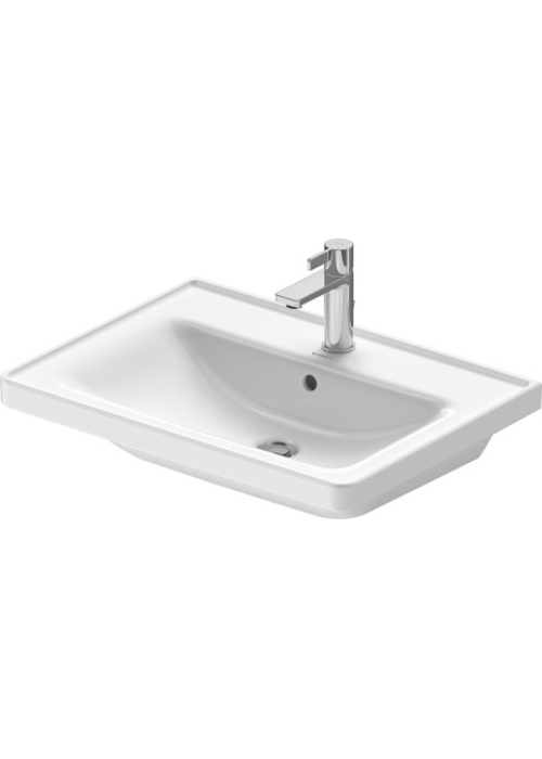 Раковина прямокутна меблева/підвісна Duravit D-Neo, 650x480 мм, з отвором для змішувача, з переливом, білий 2367650000