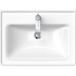 Раковина прямокутна меблева/підвісна Duravit D-Neo, 650x480 мм, з отвором для змішувача, з переливом, білий 2367650000