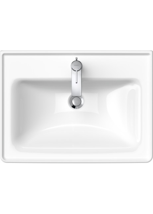 Раковина прямокутна меблева/підвісна Duravit D-Neo, 650x480 мм, з отвором для змішувача, з переливом, білий 2367650000