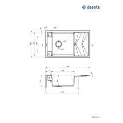 Мойка кухонная прямоугольная Deante Magnetic, гранит, с крылом, 820х500х219мм, чаша - 1, накладная, черный матовый ZRM_N113