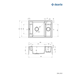 Мойка кухонная прямоугольная Deante Magnetic, гранит без крыла, 690х500х219мм.5, накладная, алебастр ZRM_A503