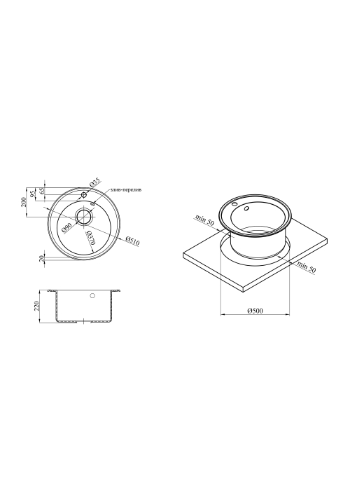 Кухонная мойка Kroner KRP Komposit COL-510 CV027406