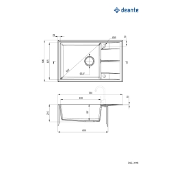 Мойка кухонная прямоугольная Deante Eridan, гранит с крылом, 780х500х210мм, накладная, металлический графит ZQE_G11B