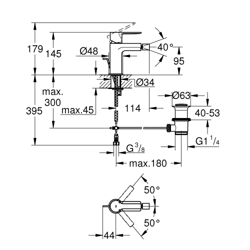 Одноважільний змішувач для біде Grohe Lineare S-Size 33848AL1