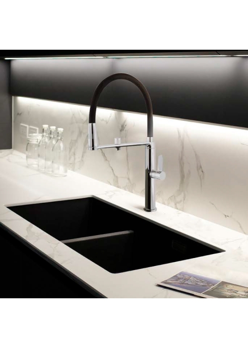 Змішувач для кухні Ramon Soler Kitchen Pure Water з високим гнучким виливом та системою фільтрації води Osmosis, чорний матовий (898801MCNM38E306085)