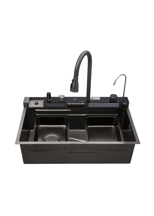 Кухонна мийка Kroner KRP Schwarze - SET7546ARTHM PVD (3.0/0.8 мм) CV033375