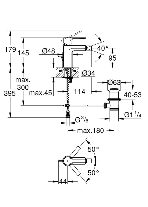 Однорычажный смеситель для биде Grohe Lineare S-Size 33848DC1