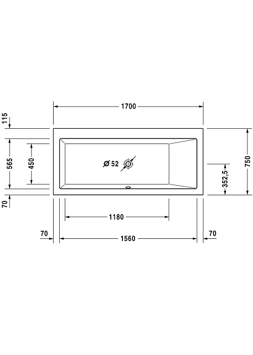 Ванна Duravit Vero 1700x750мм 700134000000000