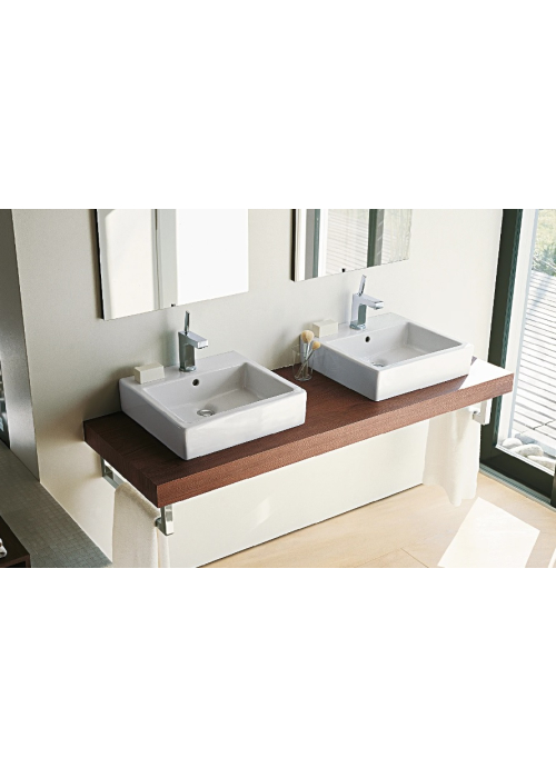 Раковина прямокутна Duravit Vero, накладна/підвісна, 500x470 мм, з отвором для змішувача, з переливом, білий 0454500000