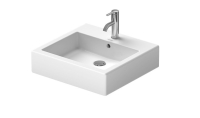 Раковина прямокутна Duravit Vero, накладна/підвісна, 500x470 мм, з отвором для змішувача, з переливом, білий 0454500000