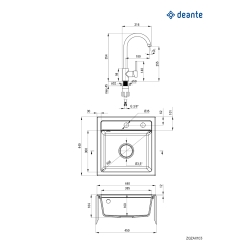 Набор для кухни Deante Zorba, гранитная мойка ZQZ_7103 Смеситель Deante BEN_762M, песок ZQZA7103