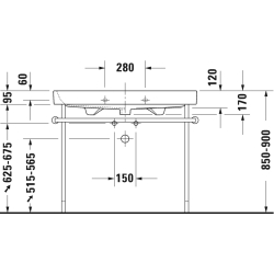Раковина прямокутна Duravit Happy DDuravit Happy D меблева/підвісна, 1000x505 мм, з отвором для змішувача, з переливом 2318100000