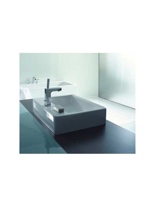 Раковина прямокутна Duravit Vero, накладна/підвісна, 600x470 мм, з отвором для змішувача, з переливом, білий 0454600000