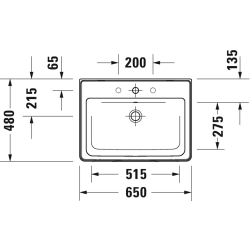 Раковина прямокутна меблева/підвісна Duravit D-Neo, 600x480 мм, з отвором для змішувача, з переливом, білий 2367600000
